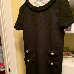 Black Tweed Jackie Dress with Collar